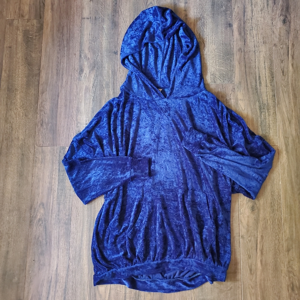 Free people Royal Blue Velvet Oversized Hoodie
